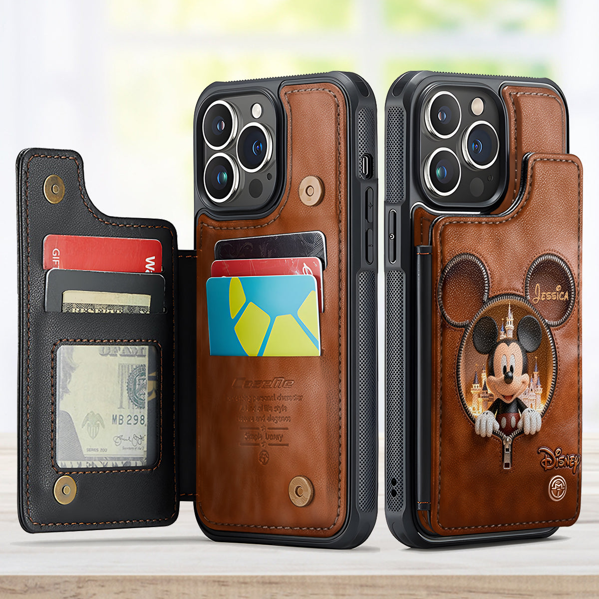 Personalized Mickey Mouse Wallet Phone Case Custom Name Gift Fully Printed Wallet Phone Case GradoCreations