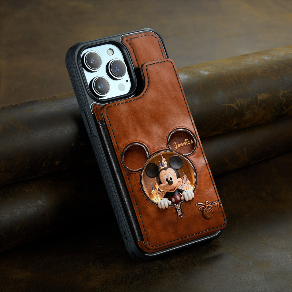 Personalized Mickey Mouse Wallet Phone Case Custom Name Gift Fully Printed Wallet Phone Case GradoCreations