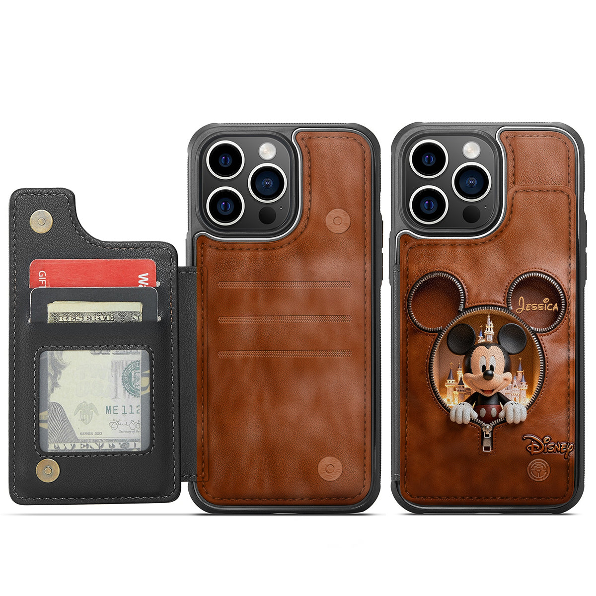 Personalized Mickey Mouse Wallet Phone Case Custom Name Gift Fully Printed Wallet Phone Case GradoCreations