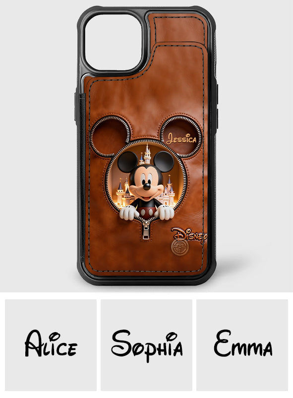 Personalized Mickey Mouse Wallet Phone Case Custom Name Gift Fully Printed Wallet Phone Case GradoCreations