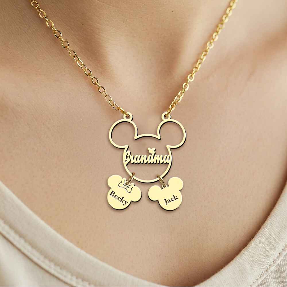 Personalized Mickey Mouse Necklace with Charms for Mom Necklace with Charms GradoCreations