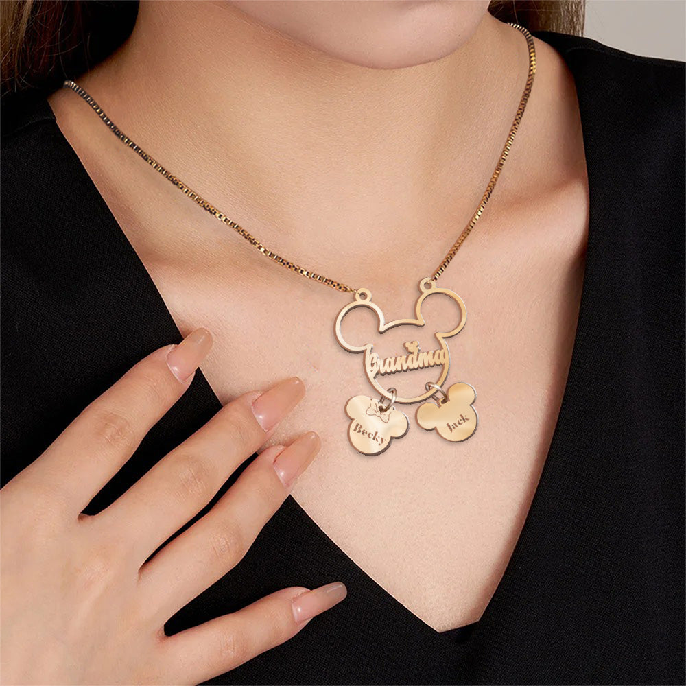 Personalized Mickey Mouse Necklace with Charms for Mom Necklace with Charms GradoCreations