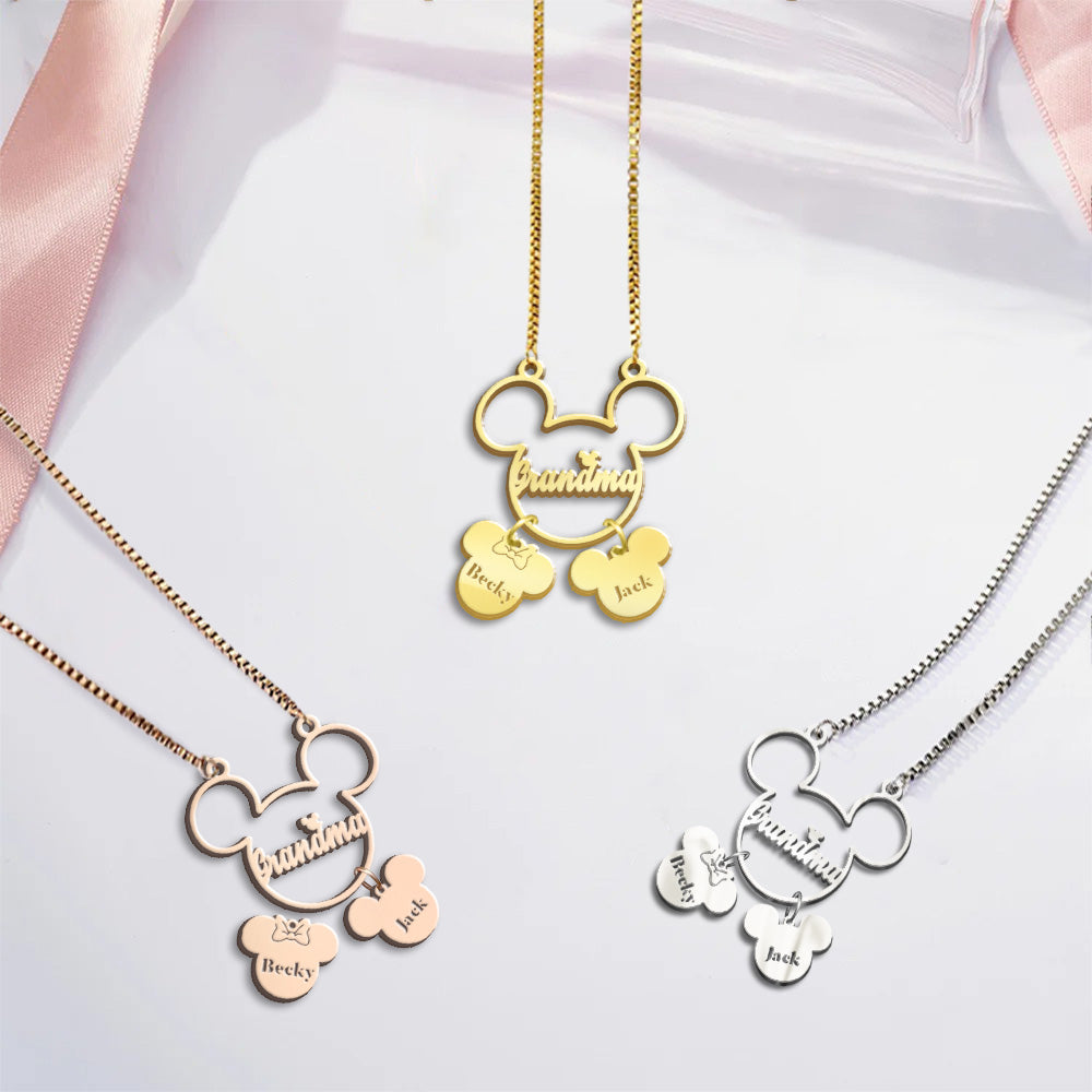 Personalized Mickey Mouse Necklace with Charms for Mom Necklace with Charms GradoCreations
