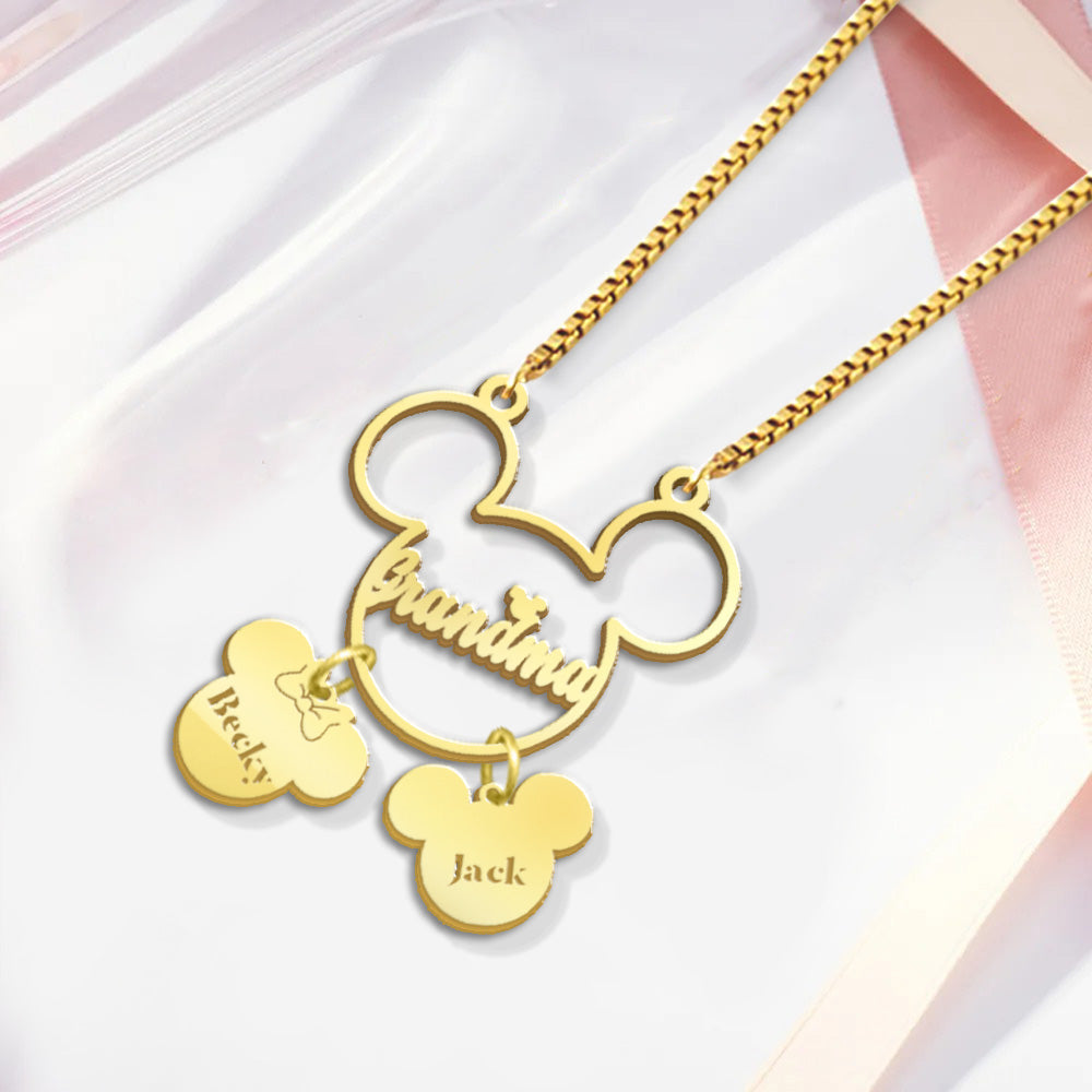 Personalized Mickey Mouse Necklace with Charms for Mom Necklace with Charms GradoCreations