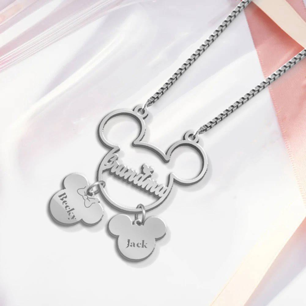 Personalized Mickey Mouse Necklace with Charms for Mom Necklace with Charms GradoCreations