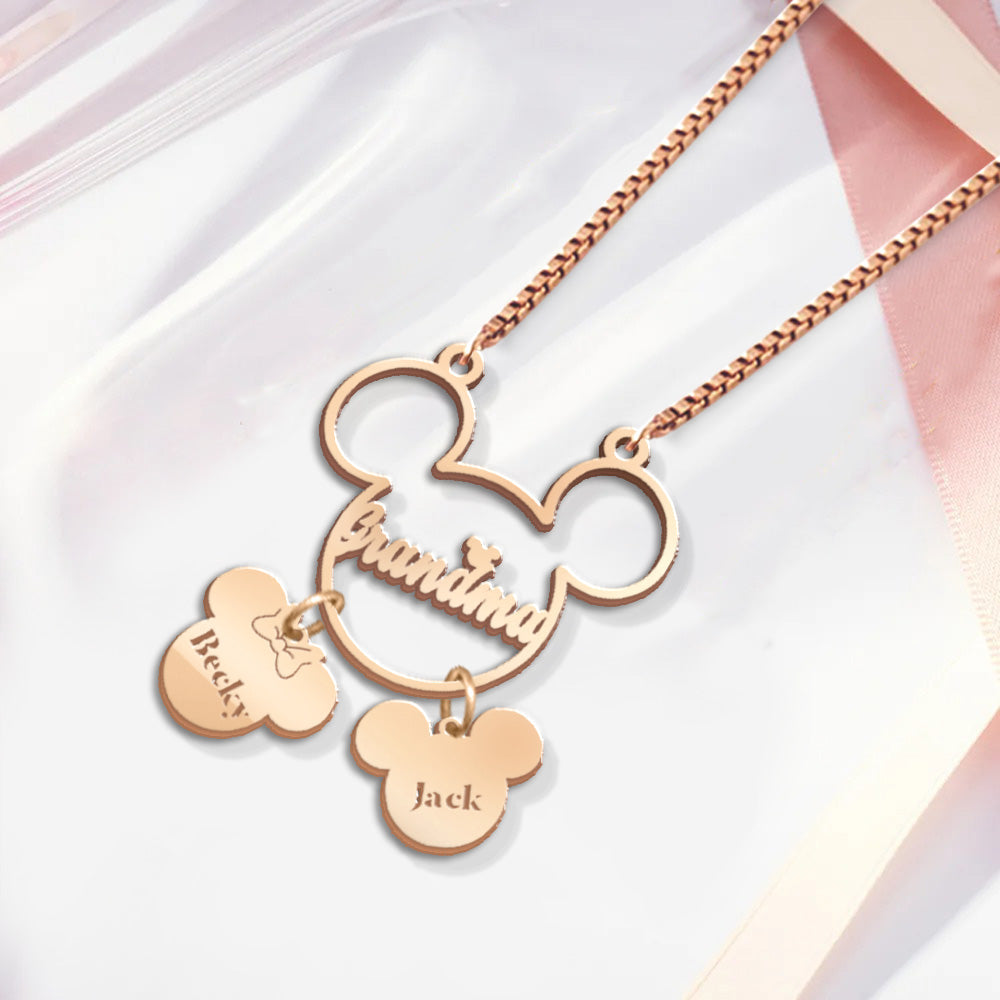Personalized Mickey Mouse Necklace with Charms for Mom Necklace with Charms GradoCreations