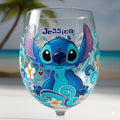 Personalized Cute Blue Monster Wine Glass Gift for Mom - 13.5oz Wine Glass With Long Stem GradoCreations