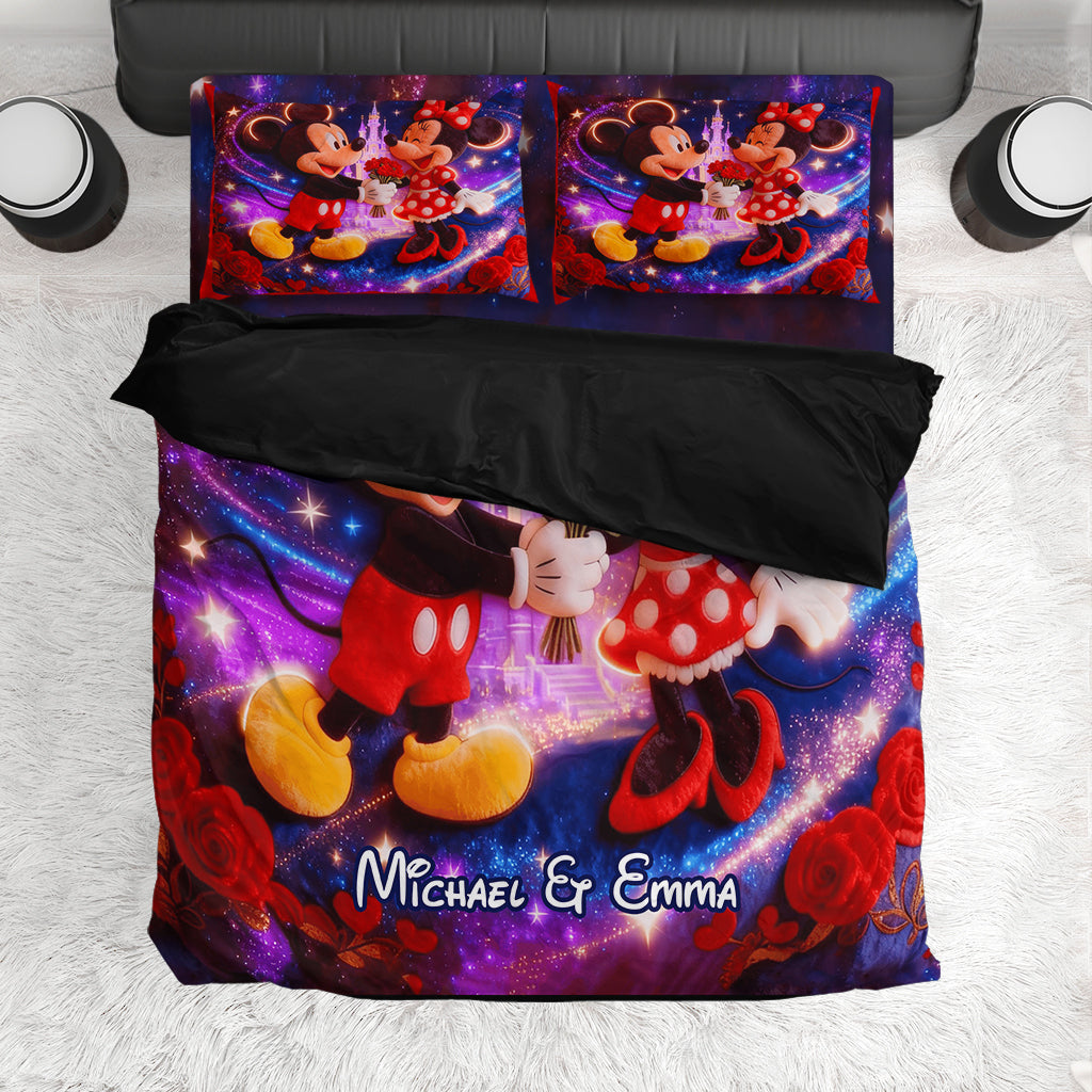 Personalized Mouse Couple Bedding Set Custom Names Gift Bedding Set GradoCreations