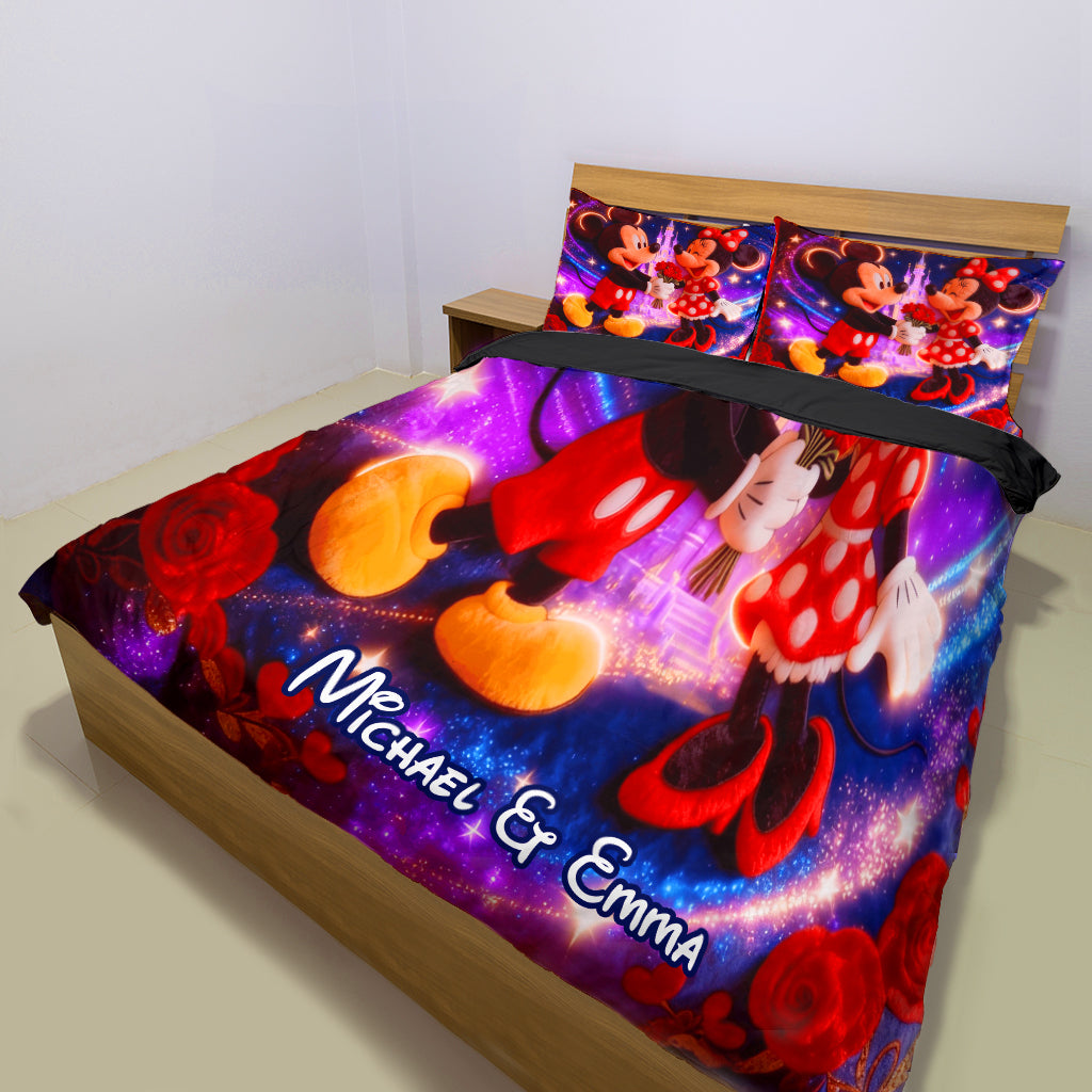 Personalized Mouse Couple Bedding Set Custom Names Gift Bedding Set GradoCreations