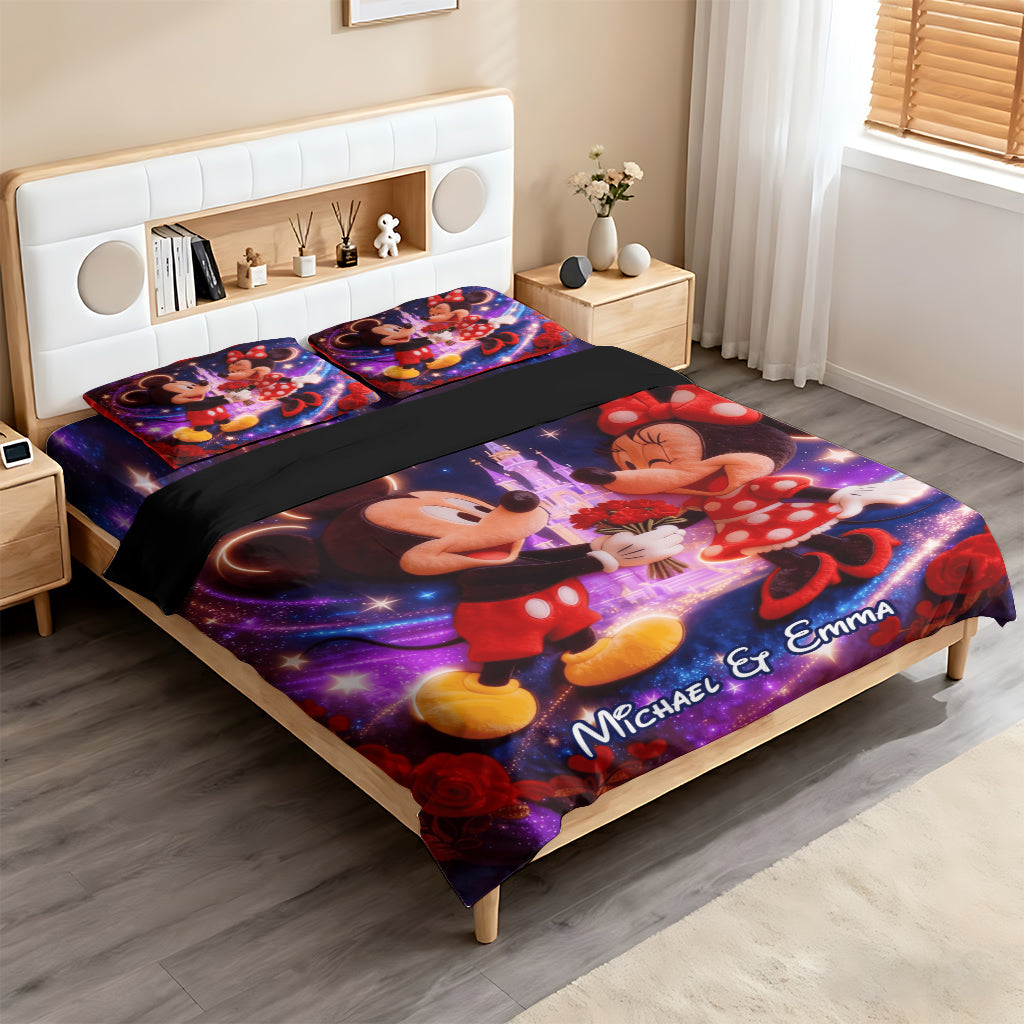 Personalized Mouse Couple Bedding Set Custom Names Gift Bedding Set GradoCreations