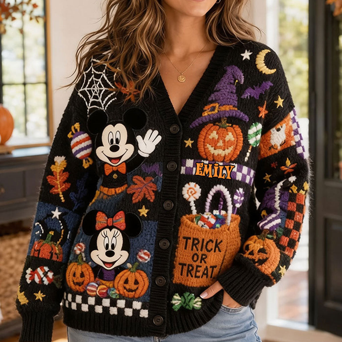 Personalized Trick or Treat Cardigan Sweater for Kids & Adults Cardigan Sweater GradoCreations