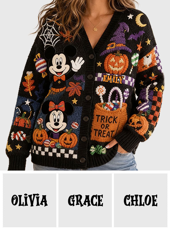 Personalized Trick or Treat Cardigan Sweater for Kids & Adults Cardigan Sweater GradoCreations