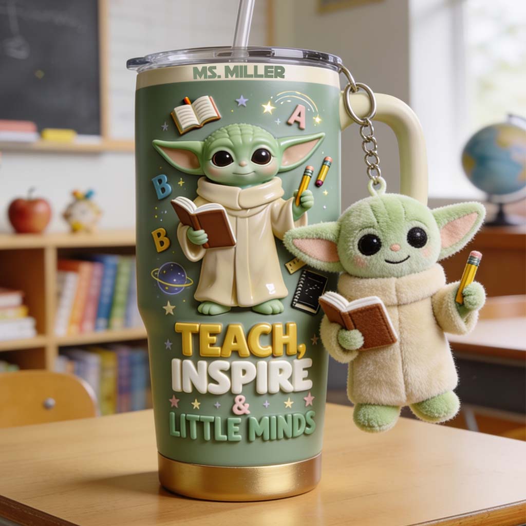 Personalized Tumbler with Plush Charm for Teacher Gift Tumbler With Plush Charm GradoCreations
