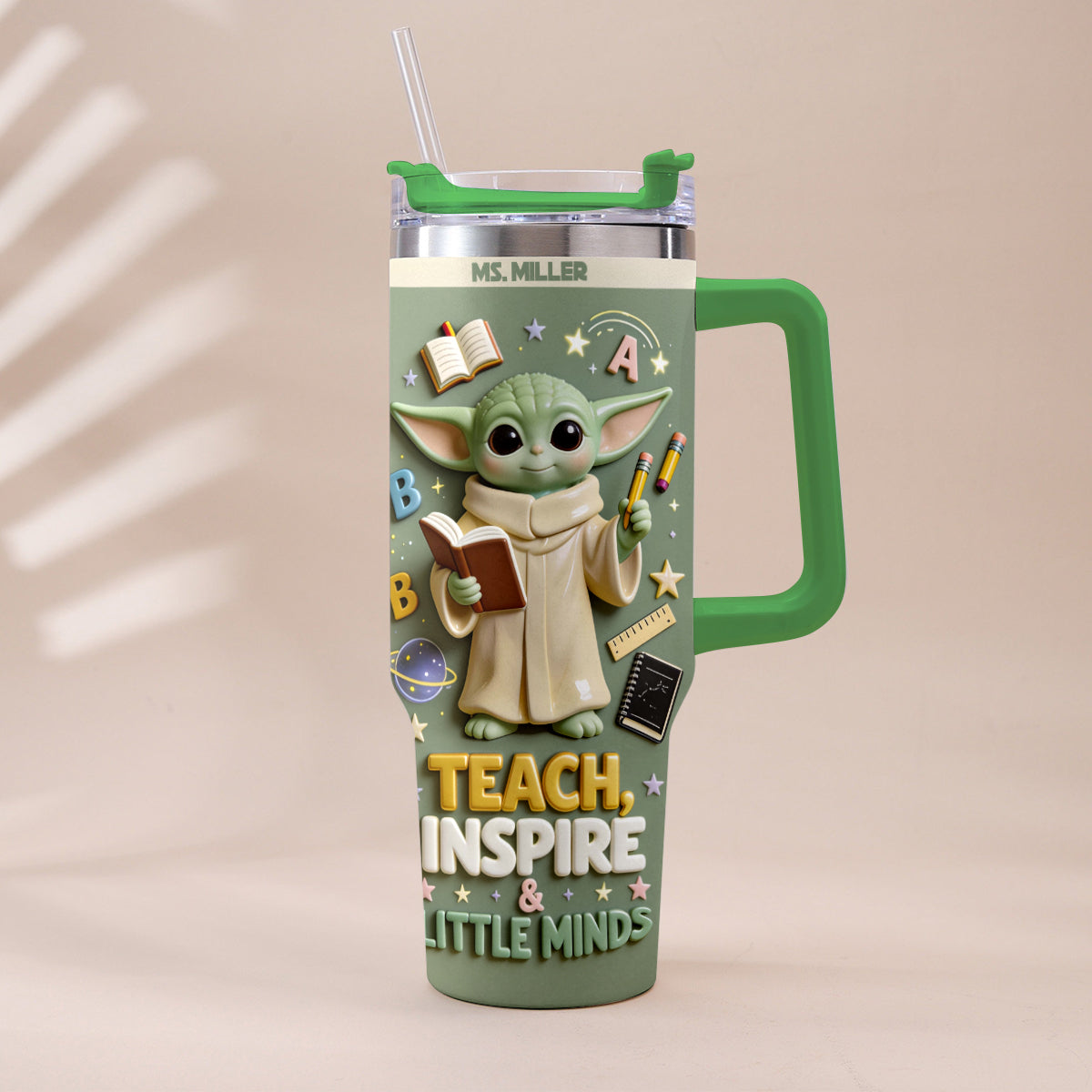 Personalized Tumbler with Plush Charm for Teacher Gift Tumbler With Plush Charm GradoCreations