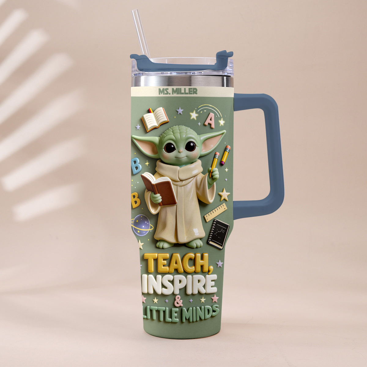 Personalized Tumbler with Plush Charm for Teacher Gift Tumbler With Plush Charm GradoCreations