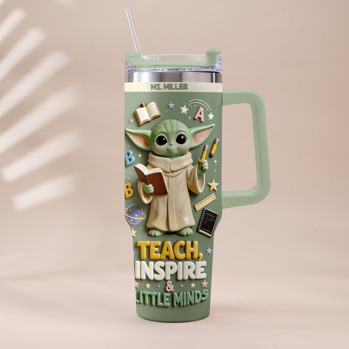 Personalized Tumbler with Plush Charm for Teacher Gift Tumbler With Plush Charm GradoCreations