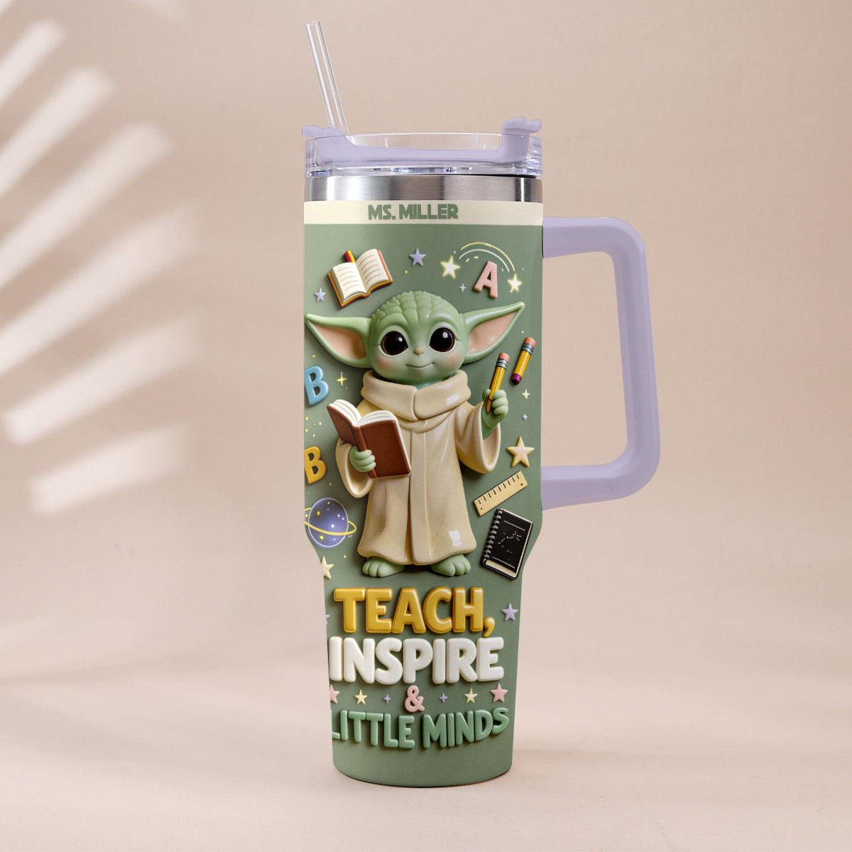 Personalized Tumbler with Plush Charm for Teacher Gift Tumbler With Plush Charm GradoCreations