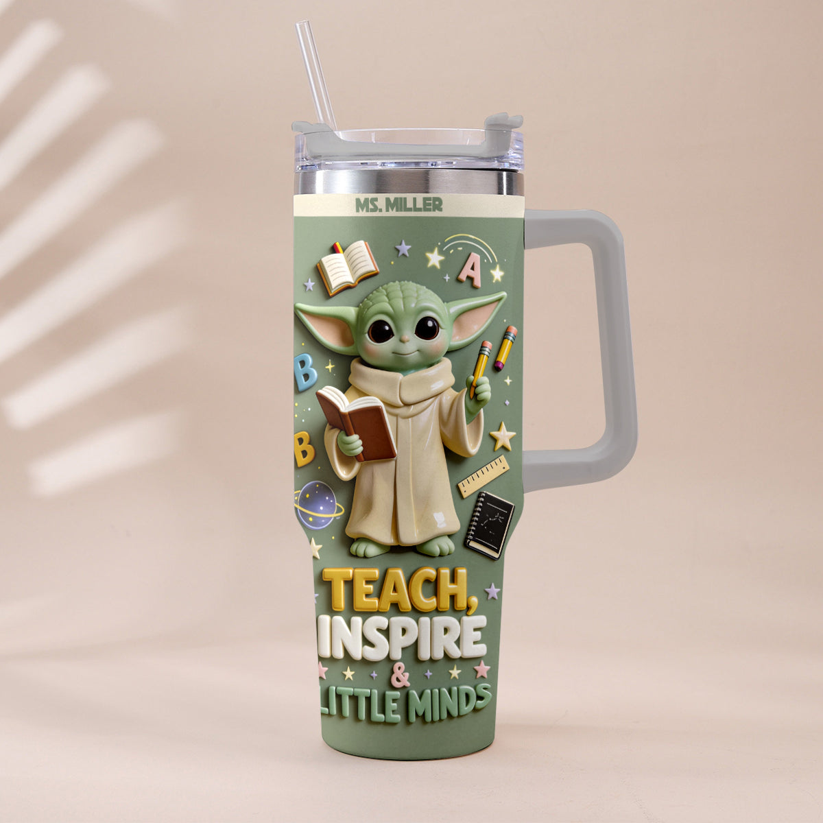 Personalized Tumbler with Plush Charm for Teacher Gift Tumbler With Plush Charm GradoCreations