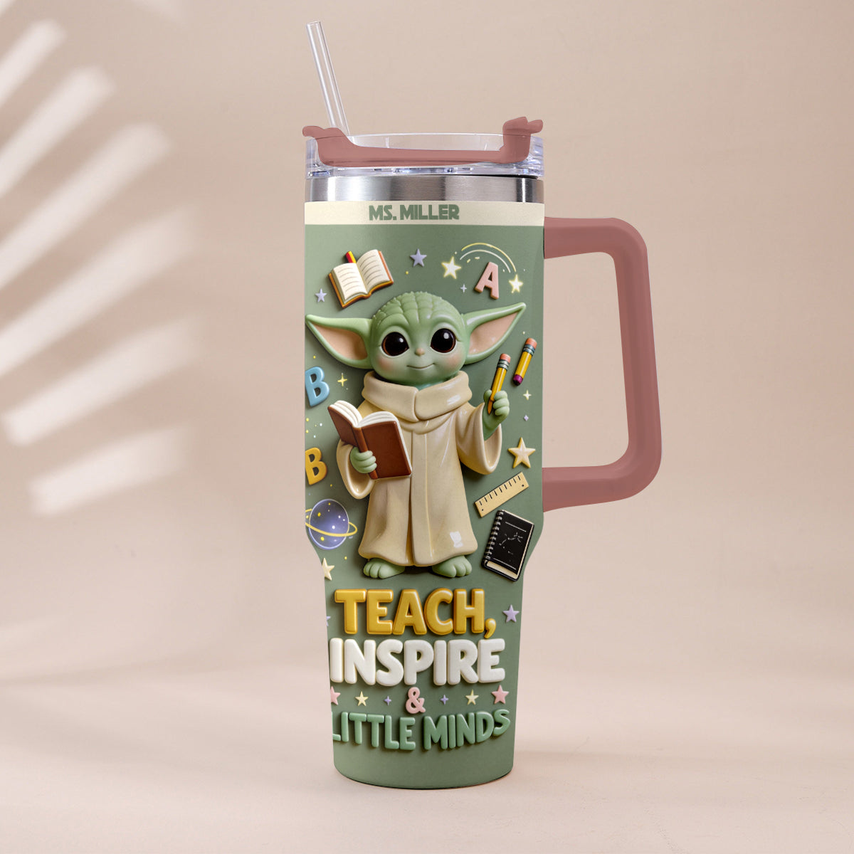 Personalized Tumbler with Plush Charm for Teacher Gift Tumbler With Plush Charm GradoCreations