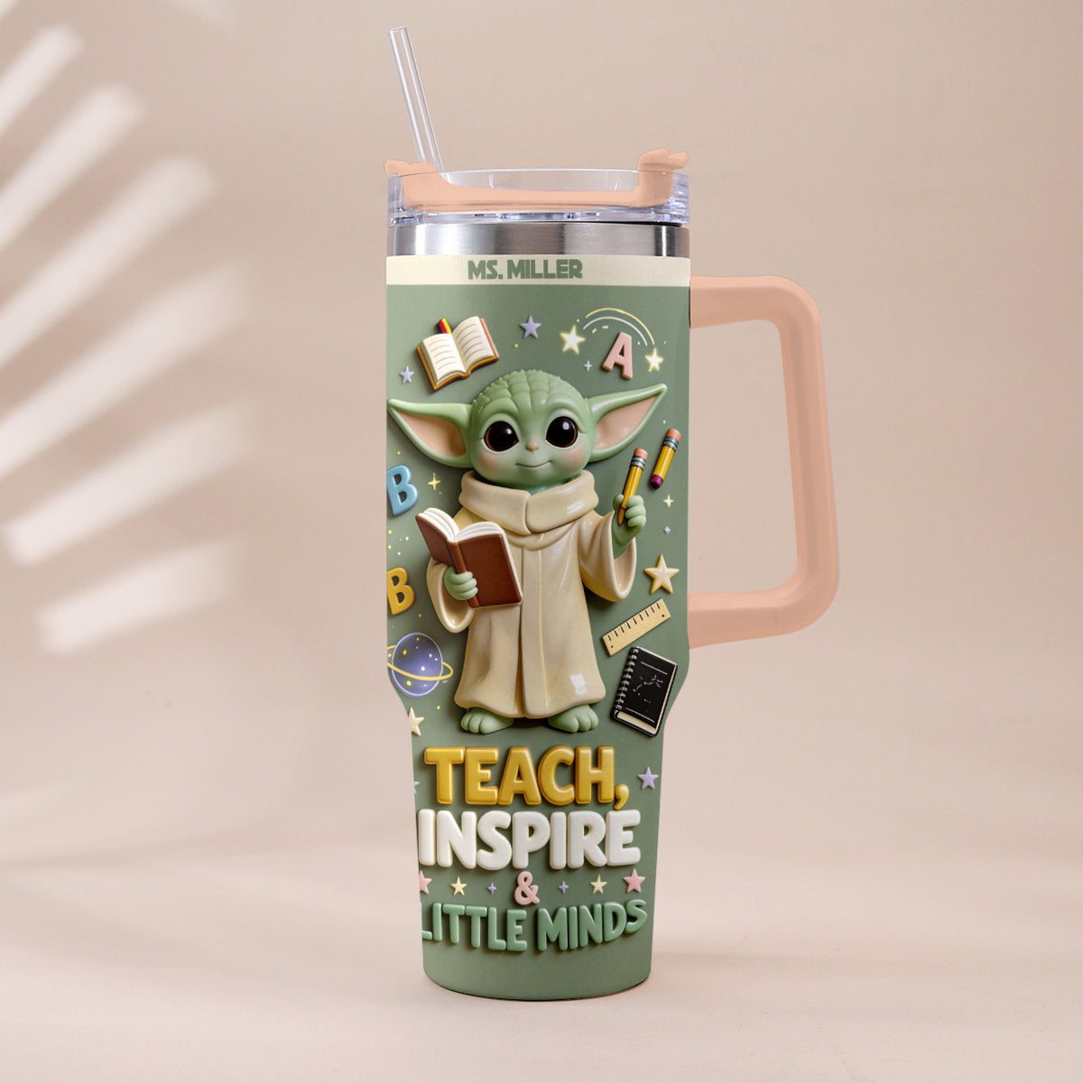 Personalized Tumbler with Plush Charm for Teacher Gift Tumbler With Plush Charm GradoCreations