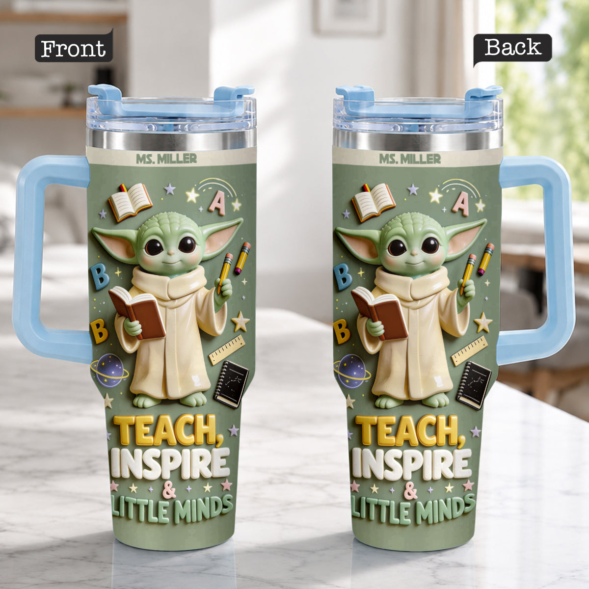 Personalized Tumbler with Plush Charm for Teacher Gift Tumbler With Plush Charm GradoCreations