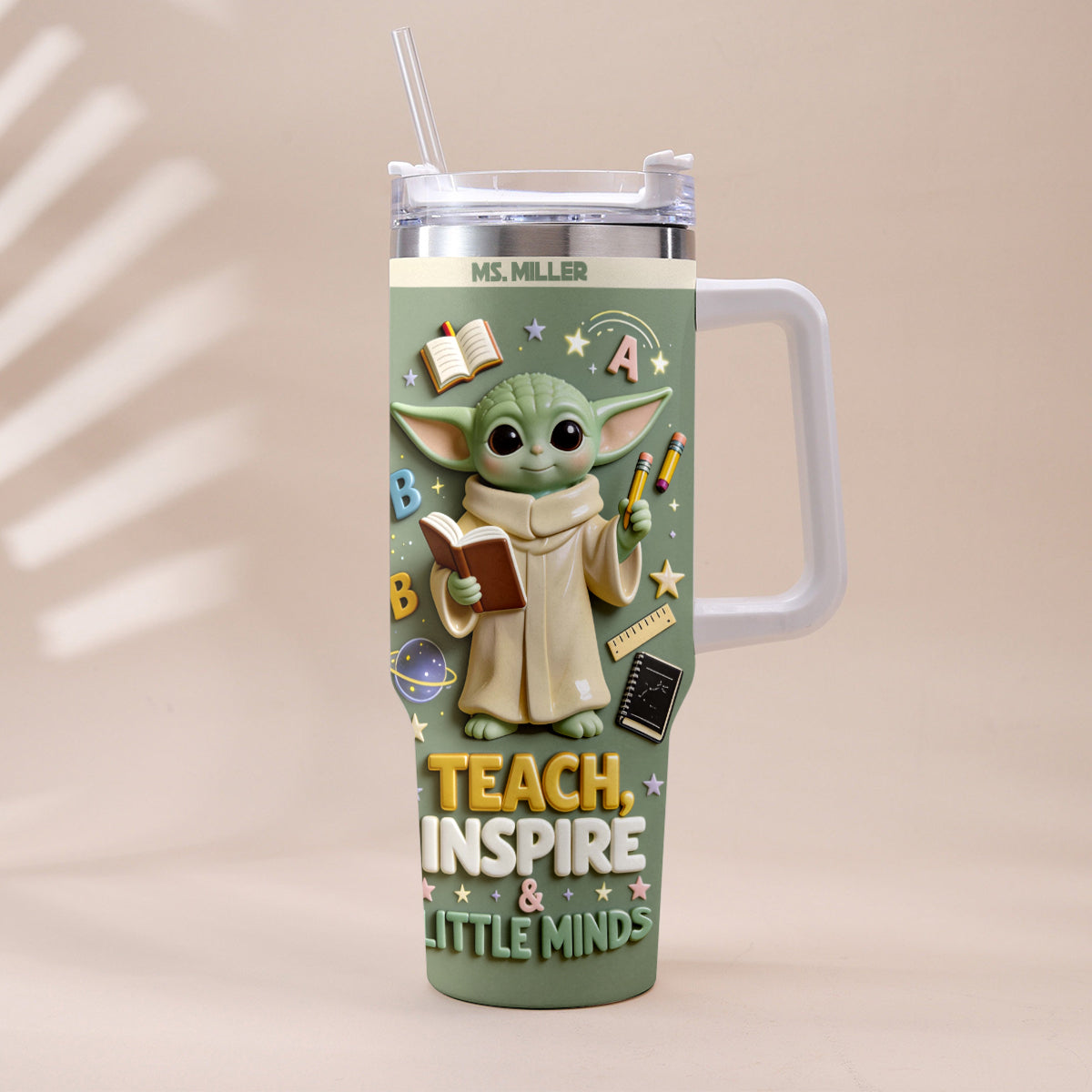 Personalized Tumbler with Plush Charm for Teacher Gift Tumbler With Plush Charm GradoCreations