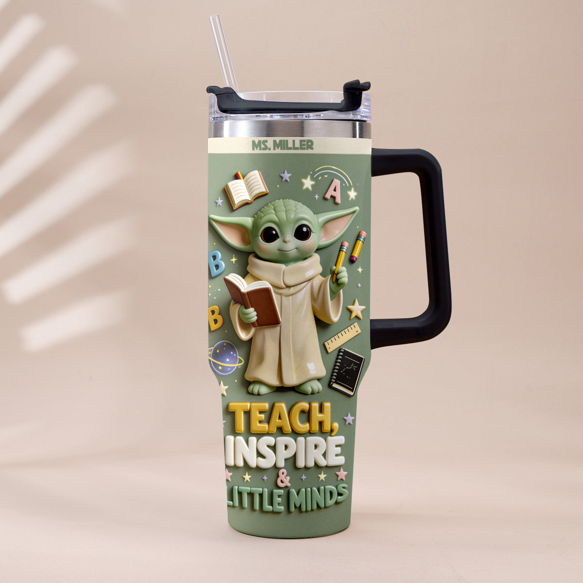 Personalized Tumbler with Plush Charm for Teacher Gift Tumbler With Plush Charm GradoCreations