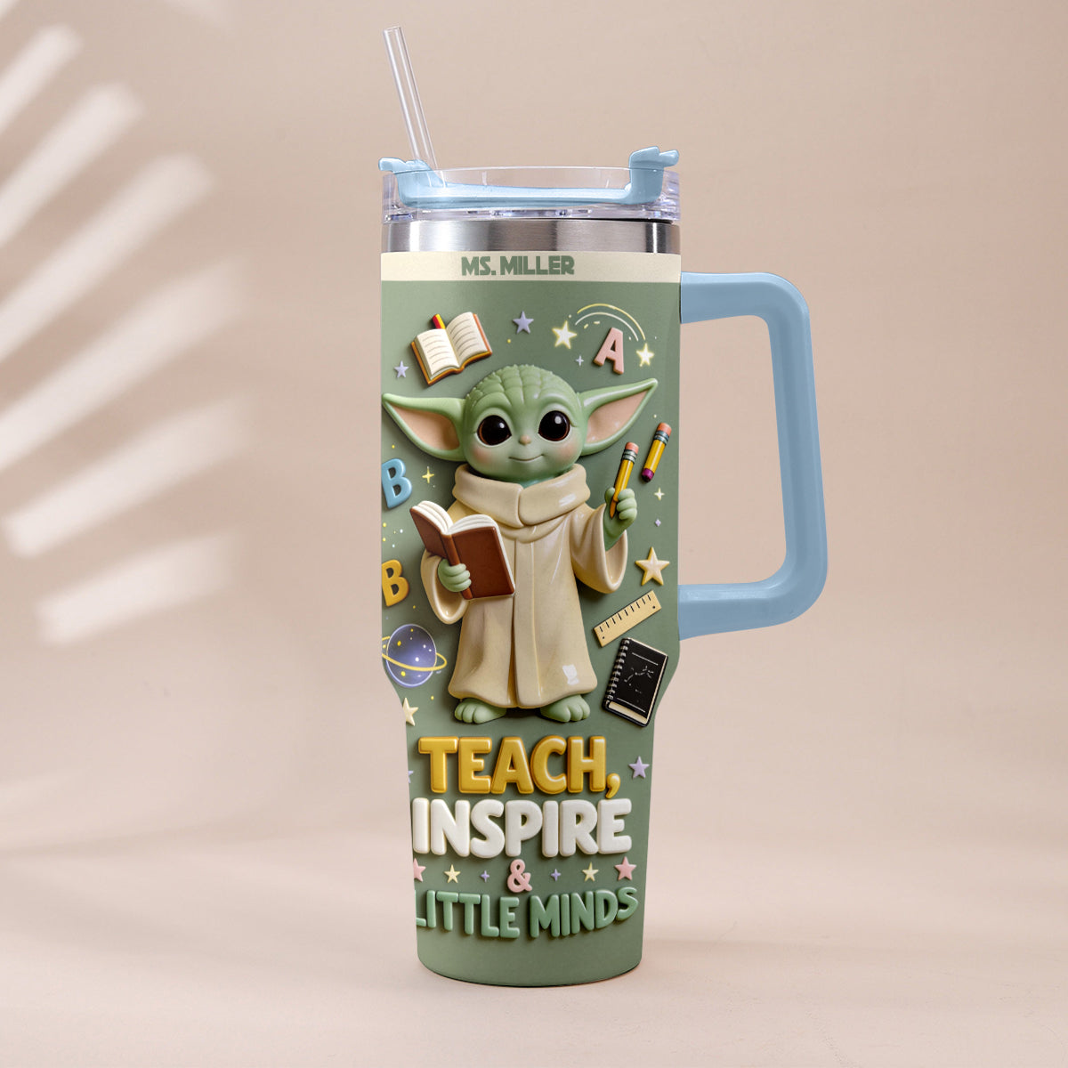 Personalized Tumbler with Plush Charm for Teacher Gift Tumbler With Plush Charm GradoCreations