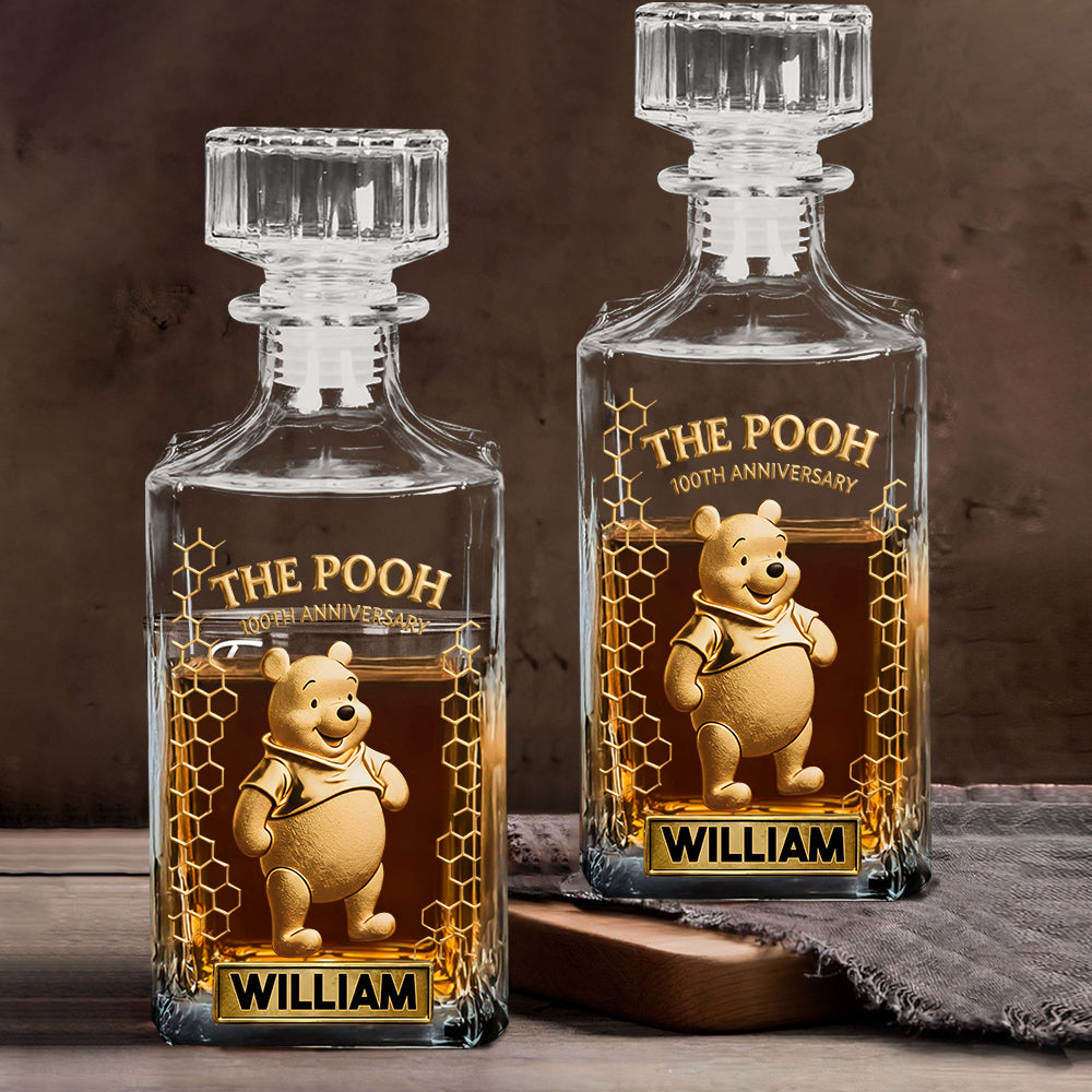 Personalized Yellow Bear Whiskey Decanter Set Custom Name Gift for Him Whiskey Decanter Set GradoCreations