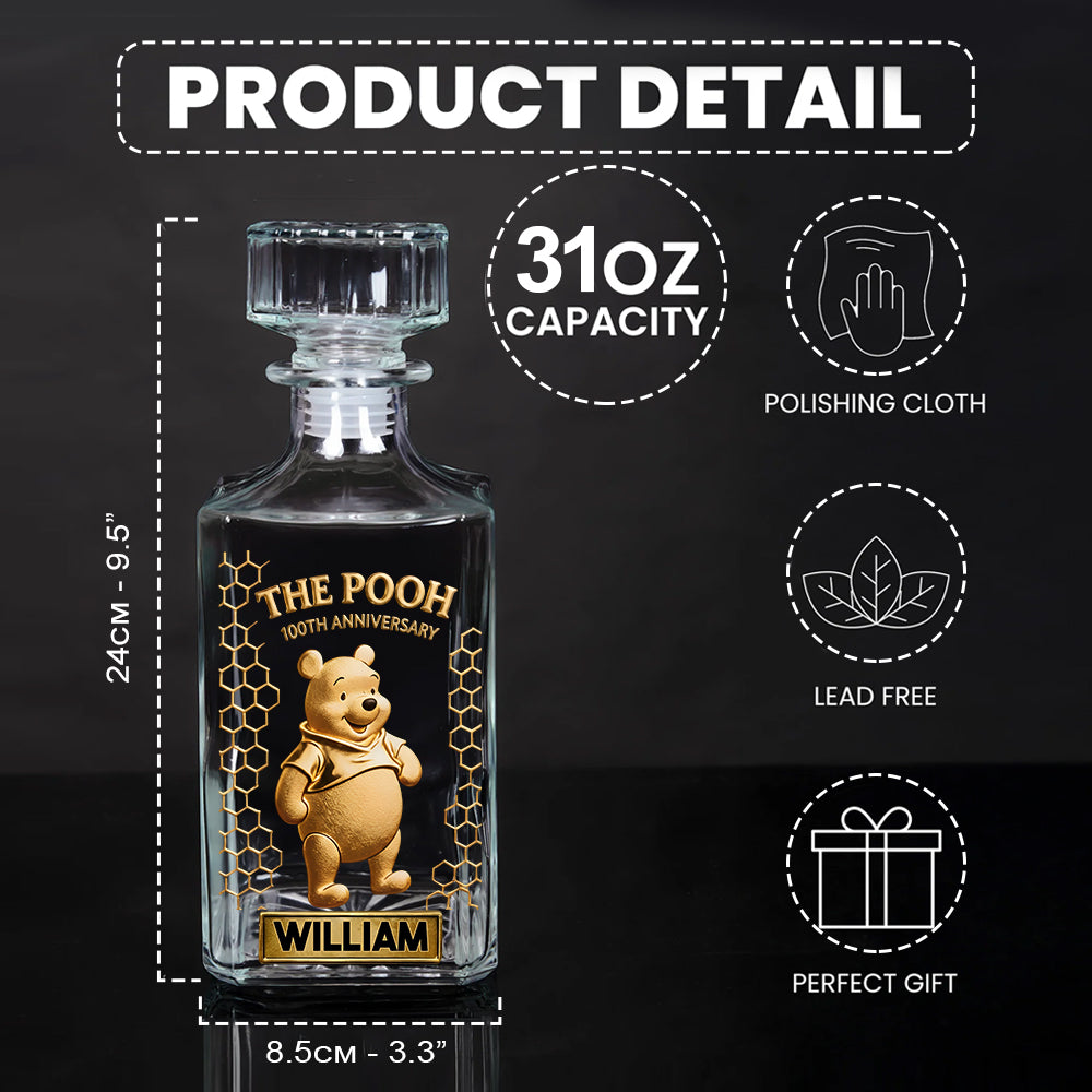 Personalized Yellow Bear Whiskey Decanter Set Custom Name Gift for Him Whiskey Decanter Set GradoCreations