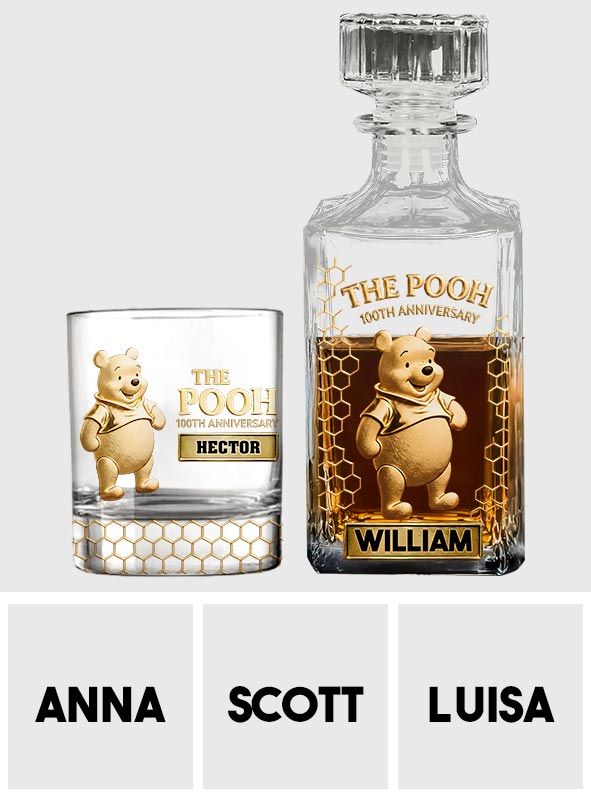 Personalized Yellow Bear Whiskey Decanter Set Custom Name Gift for Him Whiskey Decanter Set GradoCreations