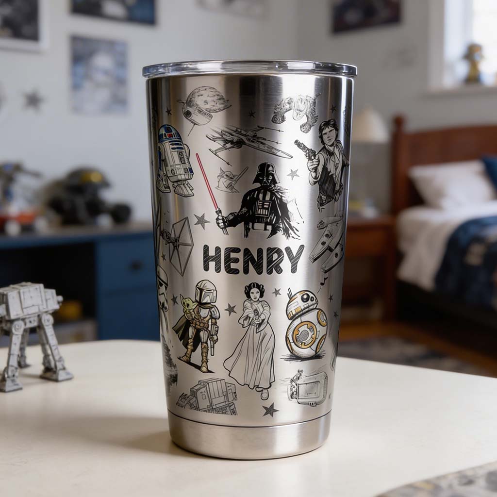 Personalized Star Wars Tumbler with Custom Name Gift for Fans Tumbler GradoCreations