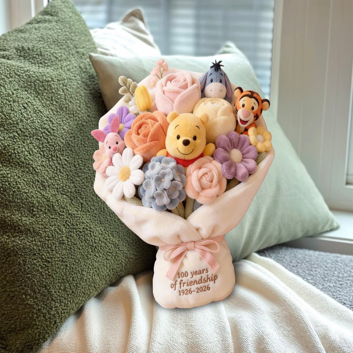 Personalized Faux Fur Shaped Pillow Bouquet Gift for Friends Faux Fur Shaped Pillow GradoCreations