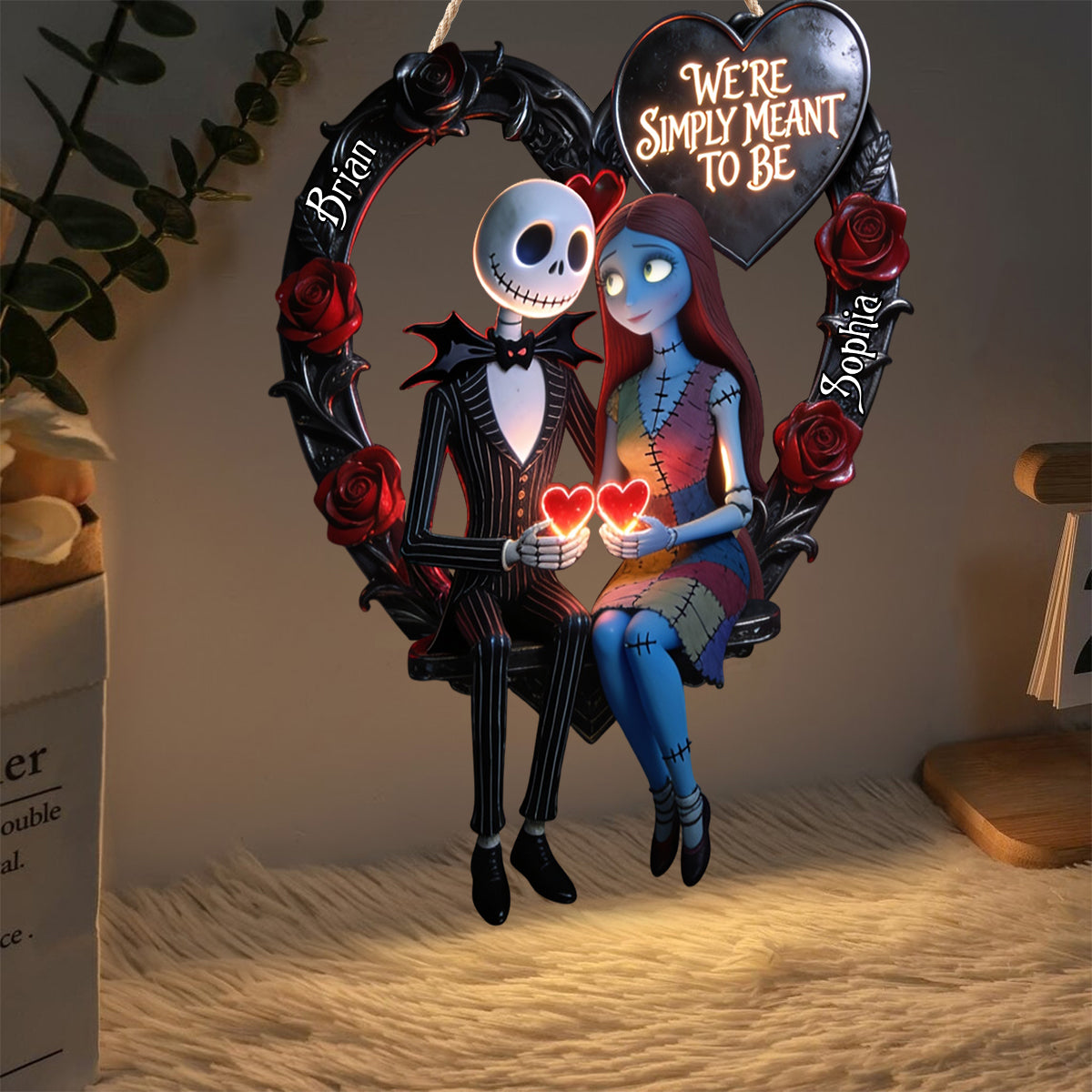 Personalized Nightmare Before Christmas LED Acrylic Sign Gift for Couples LED Light Acrylic Sign GradoCreations
