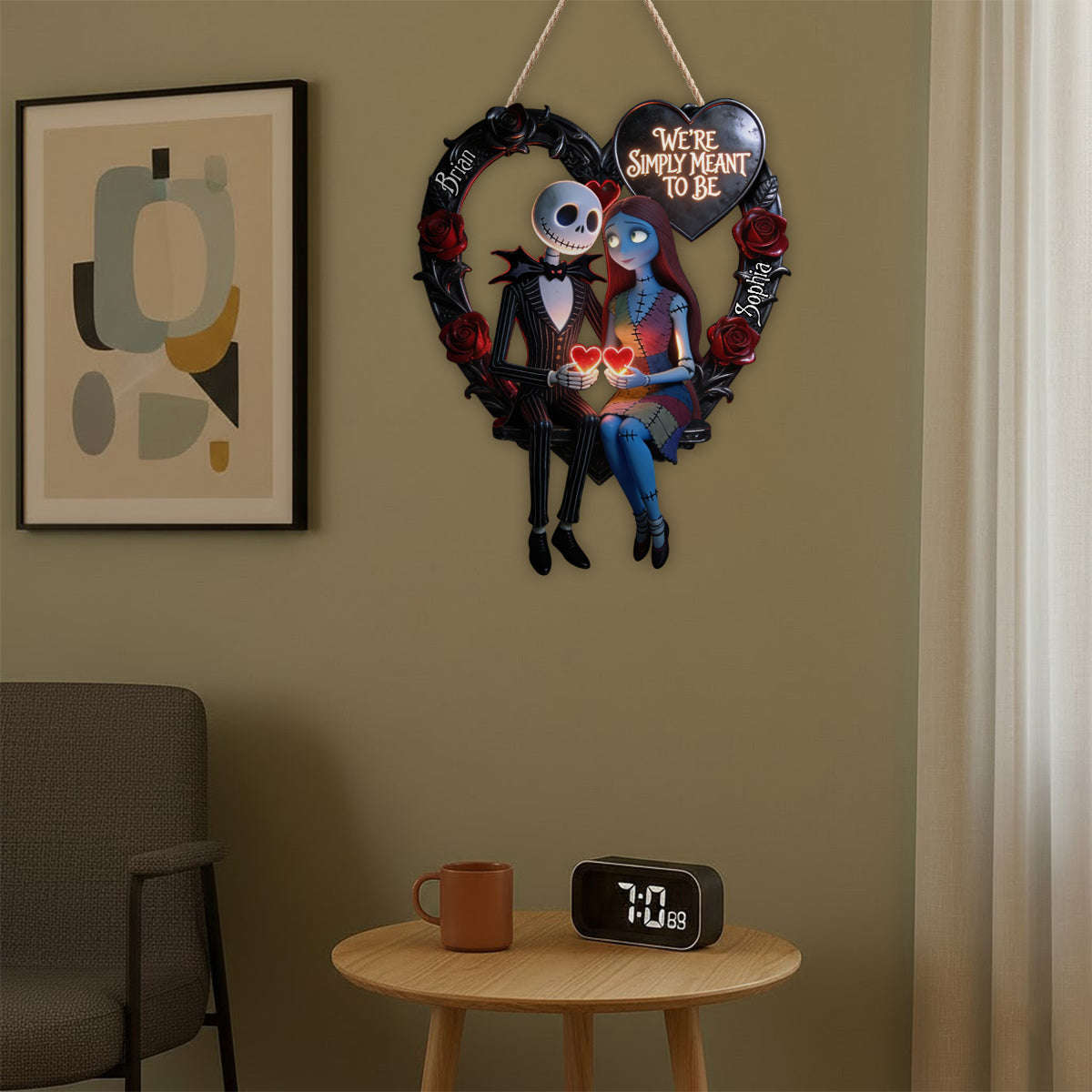 Personalized Nightmare Before Christmas LED Acrylic Sign Gift for Couples LED Light Acrylic Sign GradoCreations