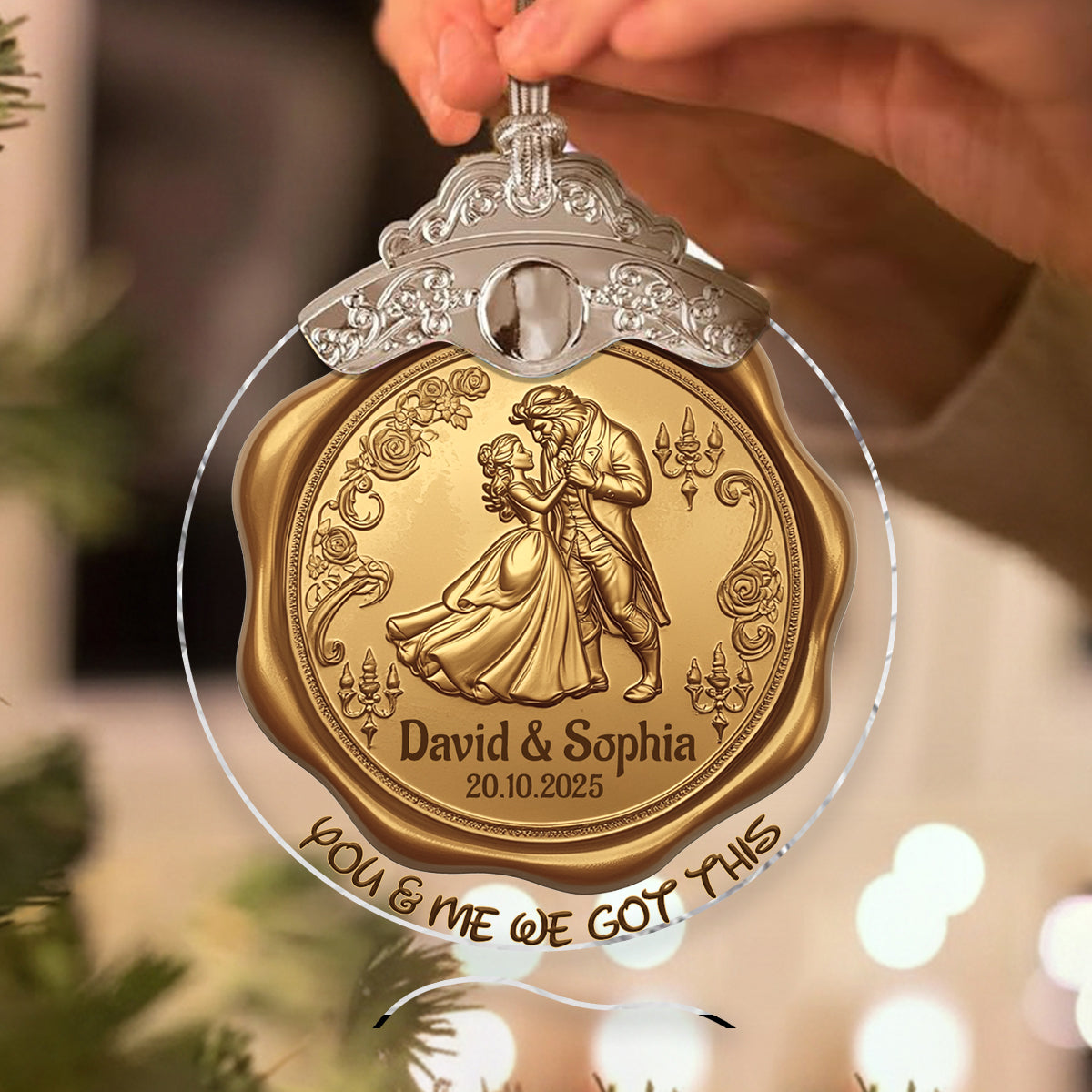 Personalized Vintage Ornament for Couples with Custom Names | Christmas Gift Vintage Ornament GradoCreations