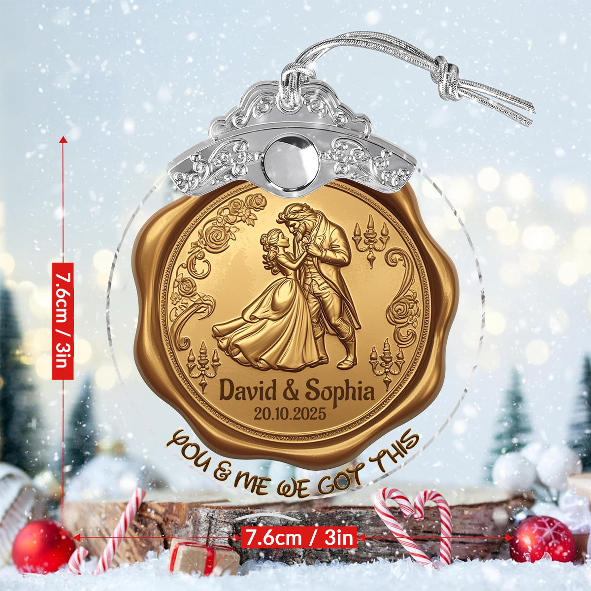 Personalized Vintage Ornament for Couples with Custom Names | Christmas Gift Vintage Ornament GradoCreations
