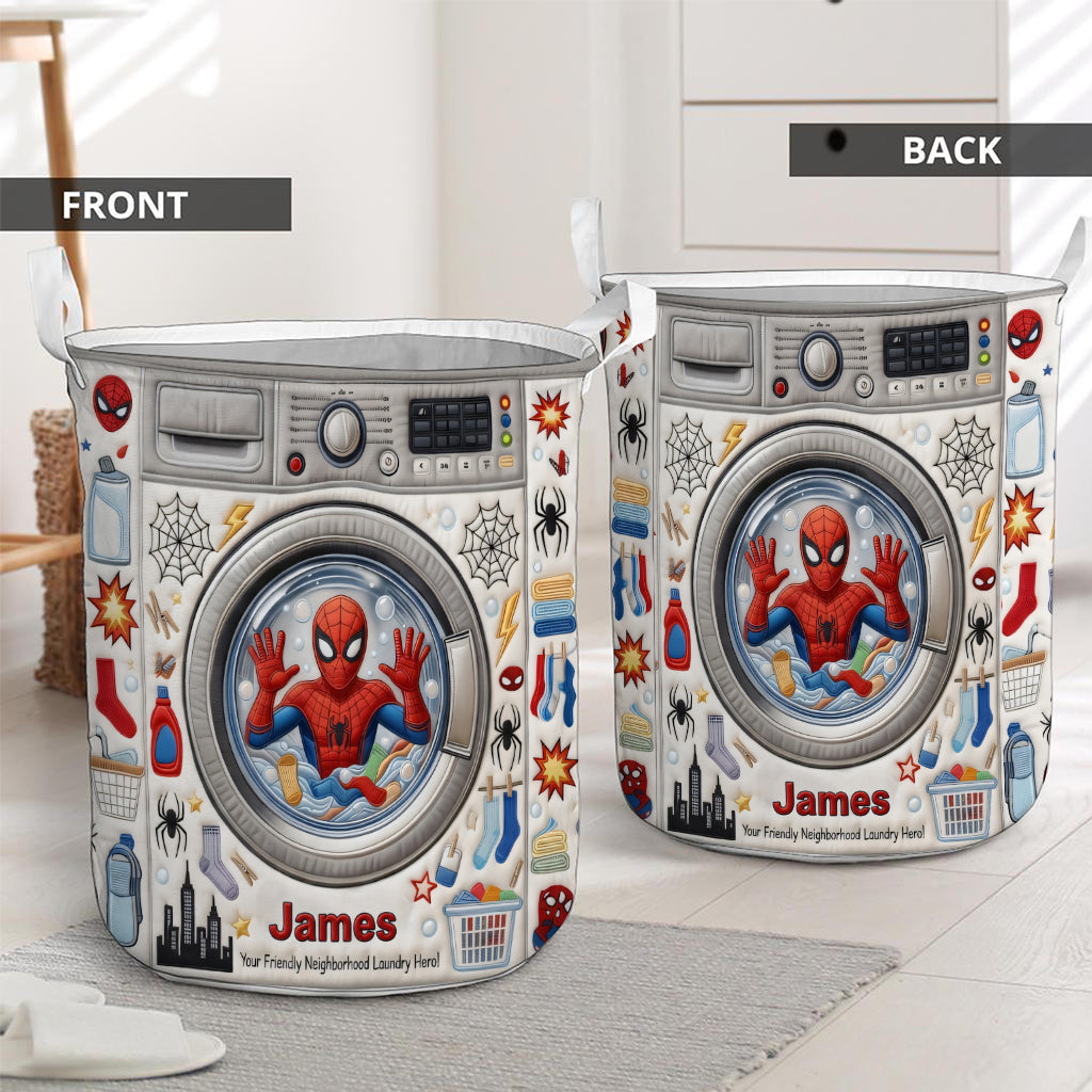 Personalized Quilted Laundry Basket with Spider-Man Design for Kids | GradoCreations Quilted Laundry Basket GradoCreations
