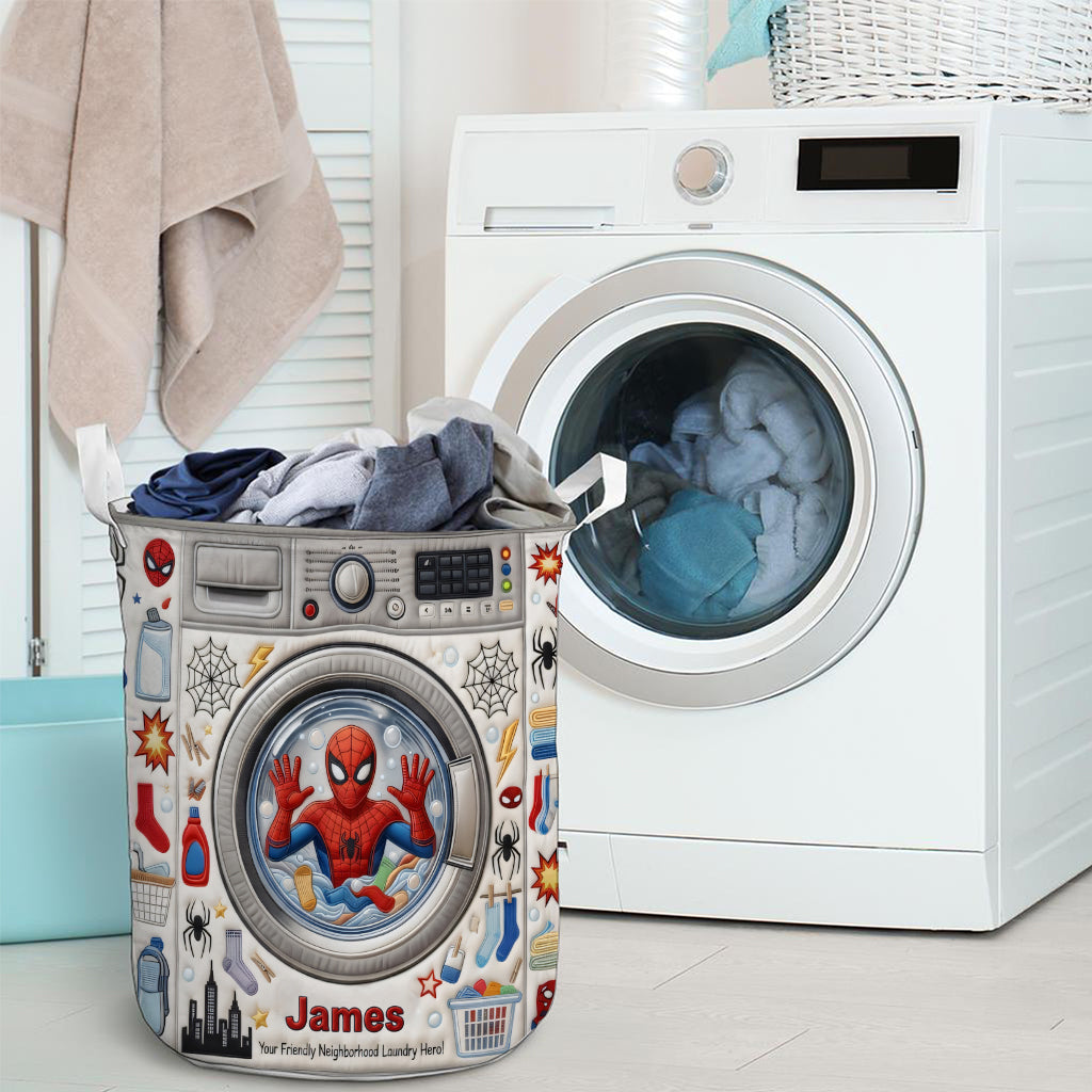 Personalized Quilted Laundry Basket with Spider-Man Design for Kids | GradoCreations Quilted Laundry Basket GradoCreations