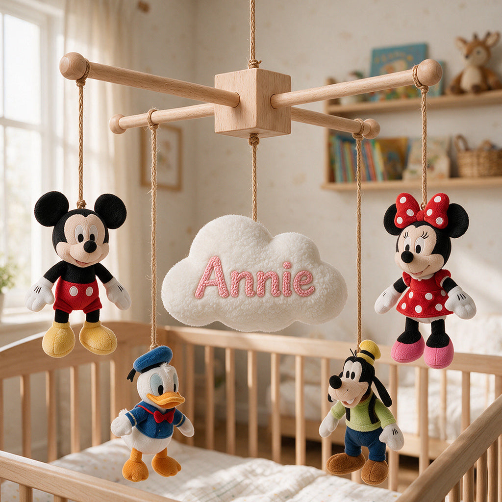 Personalized Plush Disney Crib Mobile with Name Custom Gift for Baby Crib Mobile GradoCreations