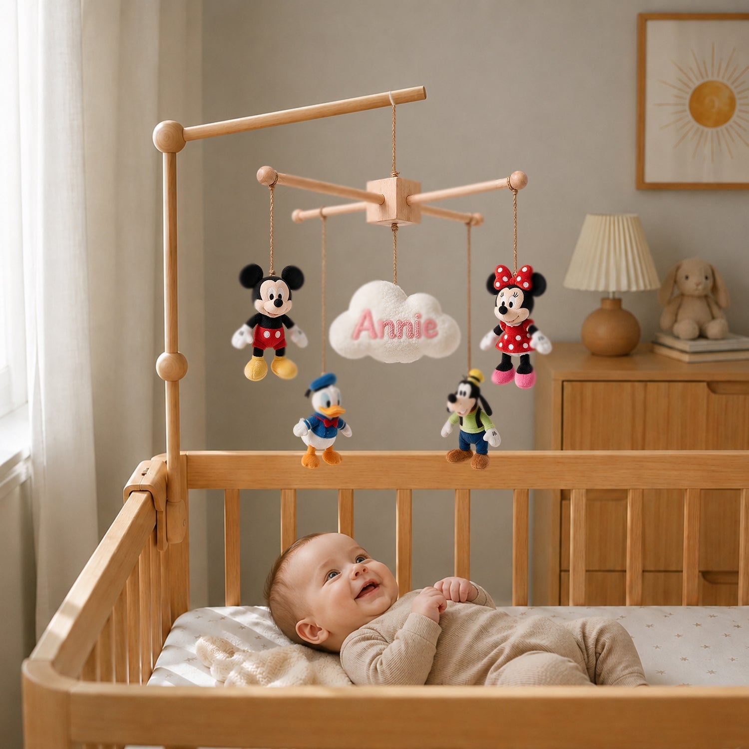 Personalized Plush Disney Crib Mobile with Name Custom Gift for Baby Crib Mobile GradoCreations