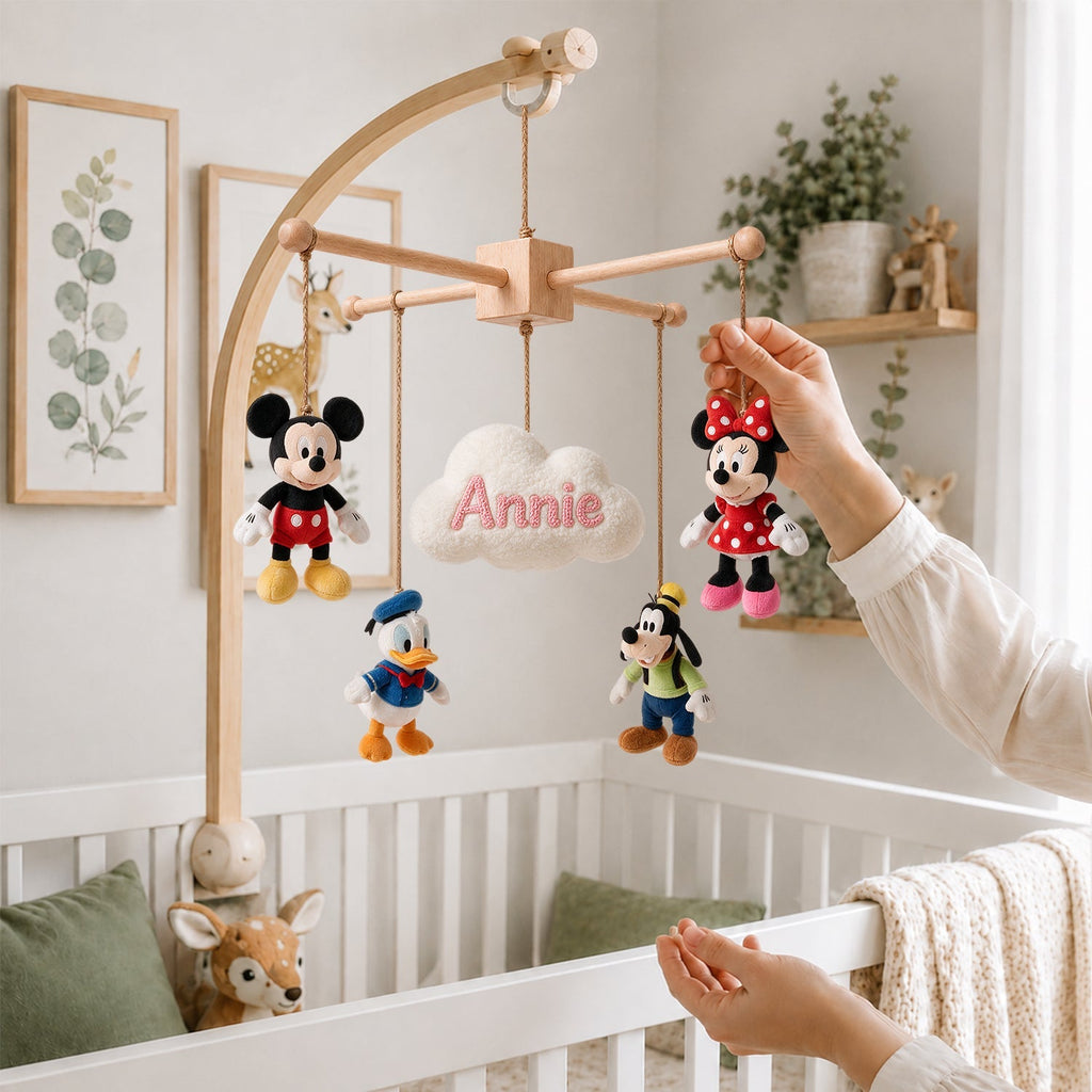 Personalized Plush Disney Crib Mobile with Name Custom Gift for Baby Crib Mobile GradoCreations