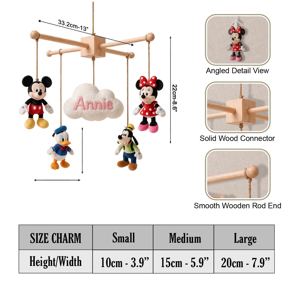 Personalized Plush Disney Crib Mobile with Name Custom Gift for Baby Crib Mobile GradoCreations