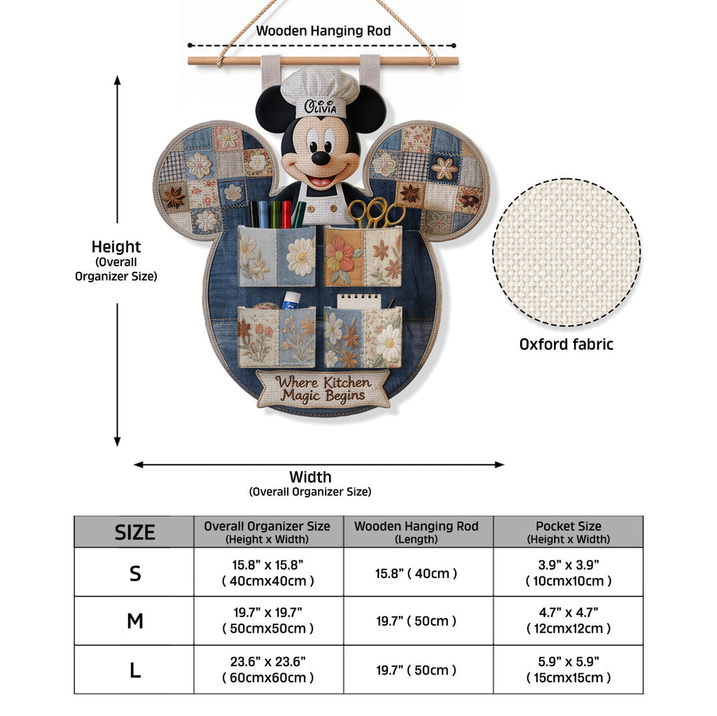 Personalized Mickey Mouse Hanging Organizer with 4 Pockets for Kids Room Hanging Organizer GradoCreations