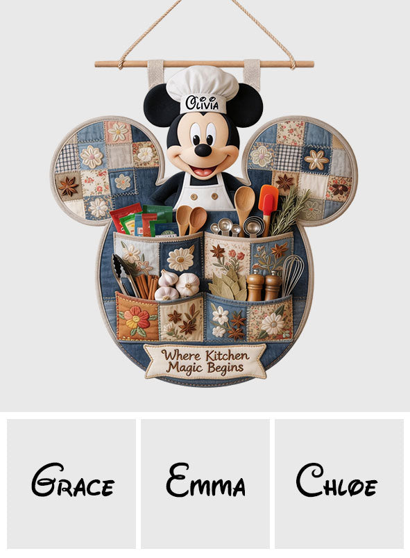 Personalized Mickey Mouse Hanging Organizer with 4 Pockets for Kids Room Hanging Organizer GradoCreations