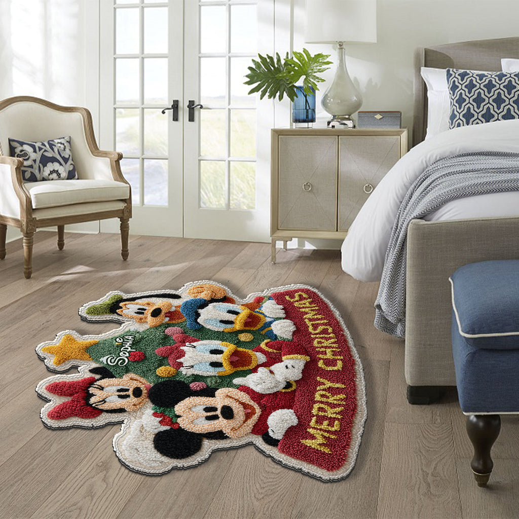 Personalized Merry Christmas Mouse Non-Slip Rug for Kids Non-Slip Tufted Rug GradoCreations