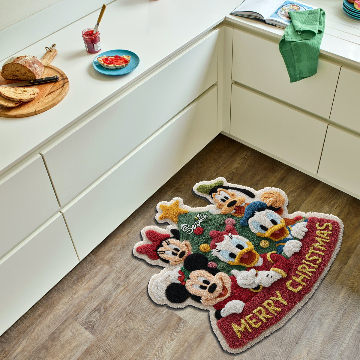 Personalized Merry Christmas Mouse Non-Slip Rug for Kids Non-Slip Tufted Rug GradoCreations