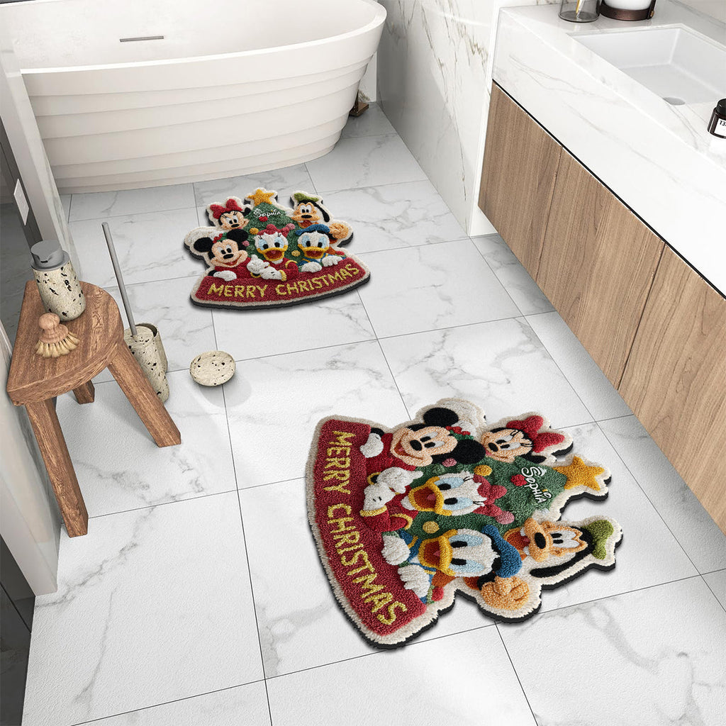 Personalized Merry Christmas Mouse Non-Slip Rug for Kids Non-Slip Tufted Rug GradoCreations