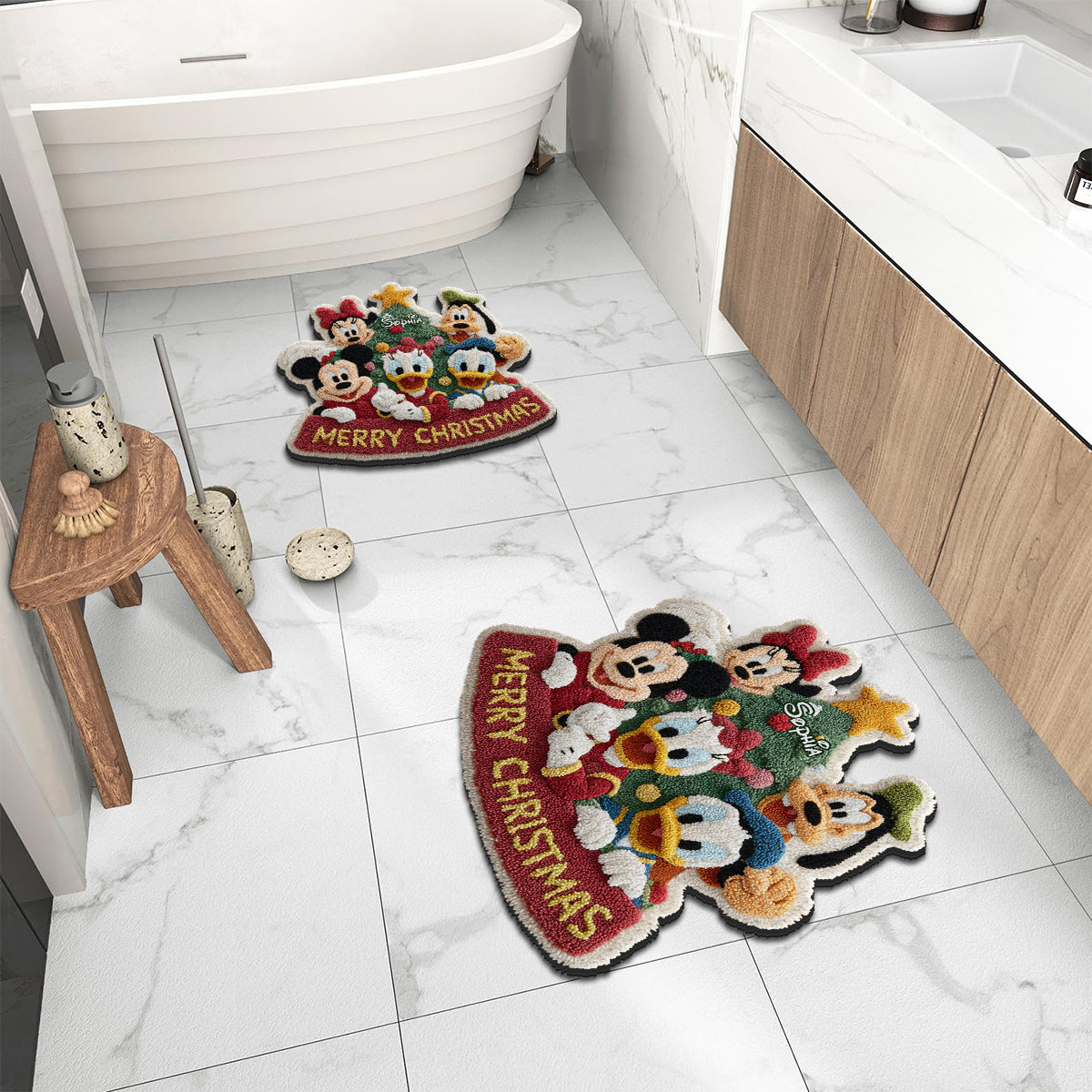 Personalized Merry Christmas Mouse Non-Slip Rug for Kids Non-Slip Tufted Rug GradoCreations