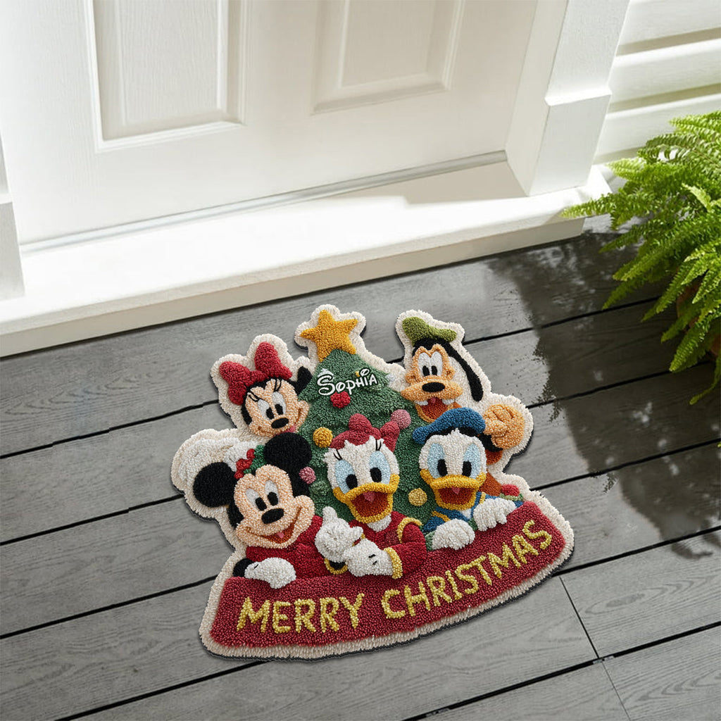 Personalized Merry Christmas Mouse Non-Slip Rug for Kids Non-Slip Tufted Rug GradoCreations